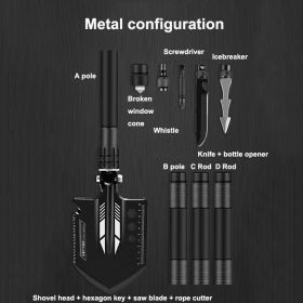 Outdoor Camping Shovel Set For Survival Folding Tactical Military Shovel Multifunctional Snow Car Shovel Garden Tools Set (Color: Shovel A)