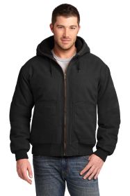 CornerStone Washed Duck Cloth Insulated Hooded Work Jacket CSJ41 (Color: Black, size: XL)